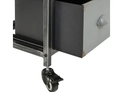 Consola| Mesa de entrada em madeira e metal com 2 prateleiras e 3 gavetas. Cinzento