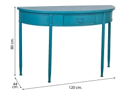 Consola| Mesa de entrada em metal com 1 gaveta, azul envelhecido Verde