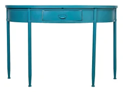 Consola| Mesa de entrada em metal com 1 gaveta, azul envelhecido Verde