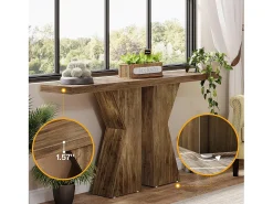 Consola|Tribesigns Mesa de entrada estilo quinta, mesa consola atrás do sofá, mesa de corredor estreita, mesa de entrada com estrutura em K para entrada, sala de estar, rústico 140 cm Castanho