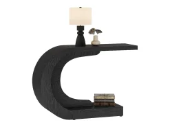 Consola*Tribesigns Mesa de entrada para console de 110 cm com armazenamento, mesa para trás do sofá em formato de C único em Preto