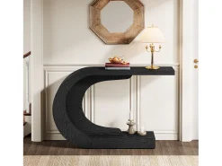 Consola*Tribesigns Mesa de entrada para console de 110 cm com armazenamento, mesa para trás do sofá em formato de C único em Preto