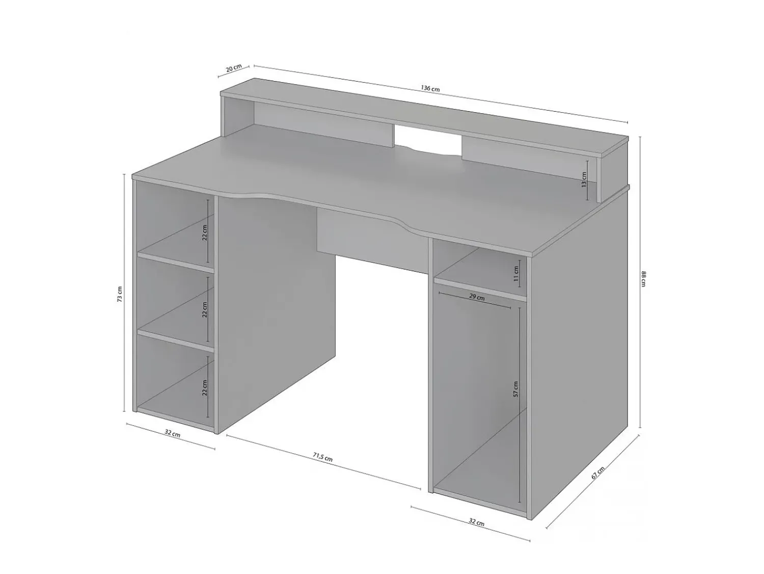 Consola|duehome Mesa de escrita Galax Cinzento