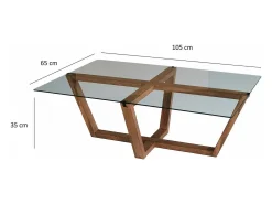 Dmora Mesa de estar Daaboubo, Mesa de café, Porta-revistas para sofá, Prateleira para sala de estar, 105x65h35 cm, Nogueira^ Mesa De Centro