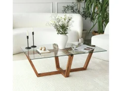 Dmora Mesa de estar Daaboubo, Mesa de café, Porta-revistas para sofá, Prateleira para sala de estar, 105x65h35 cm, Nogueira^ Mesa De Centro