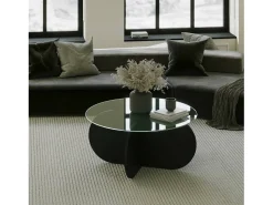 Dmora Mesa de estar Dalcibiad, Mesa baixa para café, Suporte para sofá, Prateleira para sala de estar, 75x75h35 cm,^ Mesa De Centro