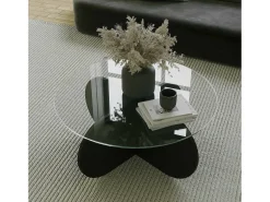Dmora Mesa de estar Dalcibiad, Mesa baixa para café, Suporte para sofá, Prateleira para sala de estar, 75x75h35 cm,^ Mesa De Centro