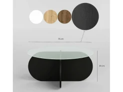 Dmora Mesa de estar Dalcibiad, Mesa baixa para café, Suporte para sofá, Prateleira para sala de estar, 75x75h35 cm,^ Mesa De Centro
