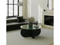 Dmora Mesa de estar Dalcibiad, Mesa baixa para café, Suporte para sofá, Prateleira para sala de estar, 75x75h35 cm,^ Mesa De Centro