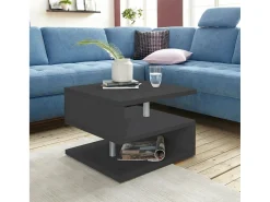 Mesa De Centro|Dmora Mesa de estar Dcalligari, Mesa de estar, Armário de armazenamento baixo, Mesa de café, 55x55h41 cm, Antracite Preto