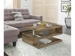 Dmora Mesa de estar Dcambias, Mesa de sala de estar, Armário de armazenamento baixo, Mesa de café, 90x55h41 cm, Bordo^ Mesa De Centro