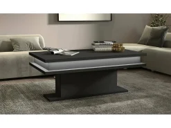 Mesa De Centro|Dmora Mesa de estar Dcampores, Mesa de estar, Armário de armazenamento baixo, Mesa de café, 100x55h42 cm, Antracite com luz LED Preto