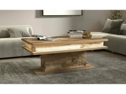 Mesa De Centro*Dmora Mesa de estar Dcampores, Mesa de sala de estar, MóvelPorta-luvas baixa, Mesa de café, 100x55h42 cm, Bordo com luz LED Castanho