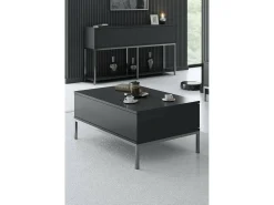Mesa De Centro*Dmora Mesa de estar Dfiamozz, Mesa de café, Porta-revistas para sofá, Prateleira para sala de estar, 90x60h40 cm, Antracite e Prata Preto