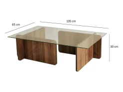 Hot Dmora Mesa de estar Dfontola, Mesa baixa para café, Porta-revistas para sofá, Prateleira para sala de estar, 105x65h40 cm, Noz Castanho