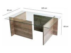 Mesa De Centro|Dmora Mesa de estar Dfontola, Mesa baixa para café, Porta-revistas para sofá, Prateleira para sala de estar, 105x65h40 cm, Noz Castanho