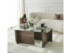 Mesa De Centro|Dmora Mesa de estar Dfontola, Mesa baixa para café, Porta-revistas para sofá, Prateleira para sala de estar, 105x65h40 cm, Noz Castanho