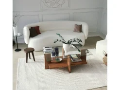 Dmora Mesa de estar Dfranzon, Mesa baixa para café, Porta-revistas para sofá, Prateleira para sala de estar, 105x60h40 cm, Nogueira^ Mesa De Centro