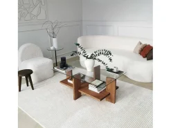 Dmora Mesa de estar Dfranzon, Mesa baixa para café, Porta-revistas para sofá, Prateleira para sala de estar, 105x60h40 cm, Nogueira^ Mesa De Centro