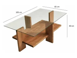 Dmora Mesa de estar Dfranzon, Mesa baixa para café, Porta-revistas para sofá, Prateleira para sala de estar, 105x60h40 cm, Nogueira^ Mesa De Centro