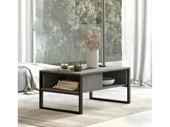 Mesa De Centro*Dmora Mesa de estar Dfranzos, Mesa de café, Suporte de revistas para sofá, Prateleira para sala de estar, 100x60h44 cm, Prata Prateado