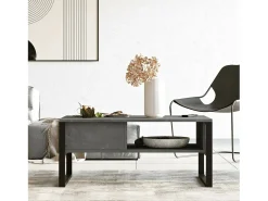 Mesa De Centro*Dmora Mesa de estar Dfranzos, Mesa de café, Suporte de revistas para sofá, Prateleira para sala de estar, 100x60h44 cm, Prata Prateado