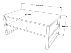Mesa De Centro*Dmora Mesa de estar Dfranzos, Mesa de café, Suporte de revistas para sofá, Prateleira para sala de estar, 100x60h44 cm, Prata Prateado