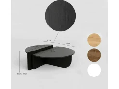 Dmora Mesa de estar Dgiarett, Mesa baixa de café, Suporte de revistas para sofá, Prateleira para sala de estar, 90x90h35 cm,^ Mesa De Centro