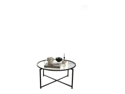 Mesa De Centro*Dmora Mesa de estar Dhateboe, Mesa baixa de café, Suporte de revistas para sofá, Prateleira para sala de estar, 83x82h40 cm, Preto