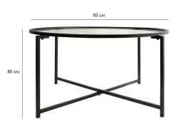 Mesa De Centro*Dmora Mesa de estar Dhateboe, Mesa baixa de café, Suporte de revistas para sofá, Prateleira para sala de estar, 83x82h40 cm, Preto