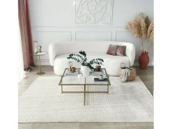 Dmora Mesa de estar Dhjulman, Mesa baixa para café, Suporte para sofá, Prateleira para sala de estar, 85x85h35 cm, Ouro^ Mesa De Centro