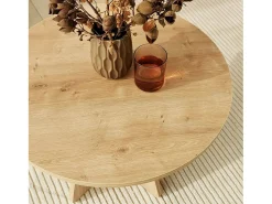 Discount Dmora Mesa de estar Dkluiver, Mesa baixa para café, Suporte para sofá, Prateleira para sala de estar, 60x60h40 cm, Carvalho Castanho
