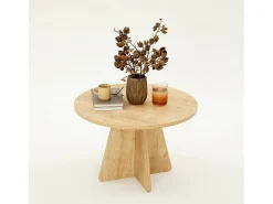 Discount Dmora Mesa de estar Dkluiver, Mesa baixa para café, Suporte para sofá, Prateleira para sala de estar, 60x60h40 cm, Carvalho Castanho