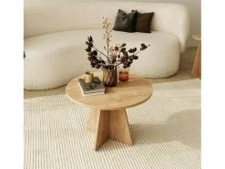 Discount Dmora Mesa de estar Dkluiver, Mesa baixa para café, Suporte para sofá, Prateleira para sala de estar, 60x60h40 cm, Carvalho Castanho