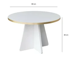 Clearance Dmora Mesa de estar Dkluiver, Mesa de café, Suporte de mesa de sofá, Prateleira de sala de estar, 60x60h40 cm, e Branco Dourado
