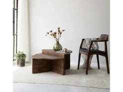 Clearance Dmora Mesa de estar Dmelgrat, Mesa de café, Suporte de mesa para sofá, Prateleira de sala, 90x90h40 cm, Noz Castanho