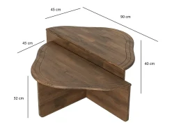 Clearance Dmora Mesa de estar Dmelgrat, Mesa de café, Suporte de mesa para sofá, Prateleira de sala, 90x90h40 cm, Noz Castanho