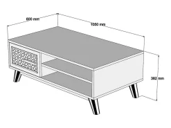 Mesa De Centro|Dmora Mesa de estar Dmorgant, Mesa de café, Porta-revista para sofá, Prateleira para sala, 105x60h38 cm, Nogueira e Branco Castanho