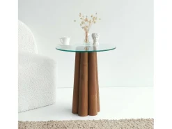 Mesa De Centro*Dmora Mesa de estar Dperr, Mesa baixa para café, Suporte para sofá, Prateleira para sala de estar, 45x50h50 cm, Noz Castanho