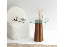Mesa De Centro*Dmora Mesa de estar Dperr, Mesa baixa para café, Suporte para sofá, Prateleira para sala de estar, 45x50h50 cm, Noz Castanho