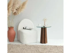 Mesa De Centro*Dmora Mesa de estar Dperr, Mesa baixa para café, Suporte para sofá, Prateleira para sala de estar, 45x50h50 cm, Noz Castanho