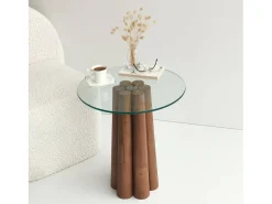 Mesa De Centro*Dmora Mesa de estar Dperr, Mesa baixa para café, Suporte para sofá, Prateleira para sala de estar, 45x50h50 cm, Noz Castanho