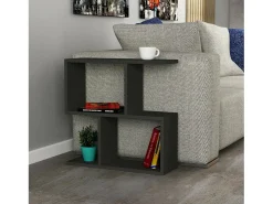 Mesa De Centro*Dmora Mesa de estar Dpersend, Mesa de café, Porta-revistas para sofá, Prateleira de sala, 60x20h60 cm, Antracite Preto