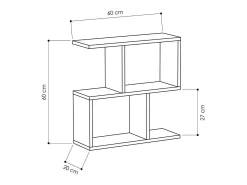 Mesa De Centro*Dmora Mesa de estar Dpersend, Mesa de café, Porta-revistas para sofá, Prateleira de sala, 60x20h60 cm, Antracite Preto
