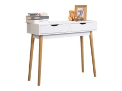 Mesa de hall branca Fiano com 2 gavetas, 78x90x35 cm Branco
