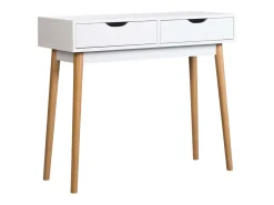 Mesa de hall branca Fiano com 2 gavetas, 78x90x35 cm Branco