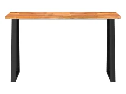 Consola*vidaxl Mesa de jantar c/ bordas vivas 140x40x80 cm acácia maciça Natural claro