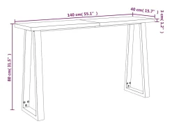 Consola*vidaxl Mesa de jantar c/ bordas vivas 140x40x80 cm acácia maciça Natural claro
