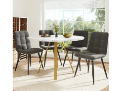 Mesa De Centro| Mesa de jantar redonda 80 × 80 × 75 cm, mesa de cozinha, mesa de centro para 4 pessoas, branca Branco