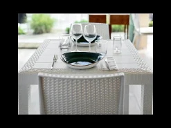 Mesa De Apoio* Mesa de jardim retangular Houston 150 x 90 cm em plástico trançado - Branco